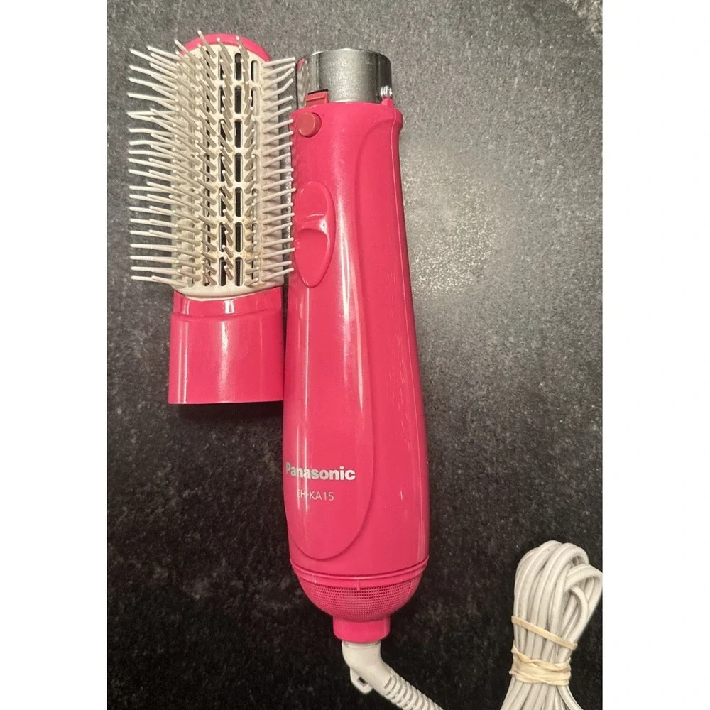 Panasonic EH-KA15 Pink Hot Air Brush Low Noise Wide Blow Brush Tested Works RARE